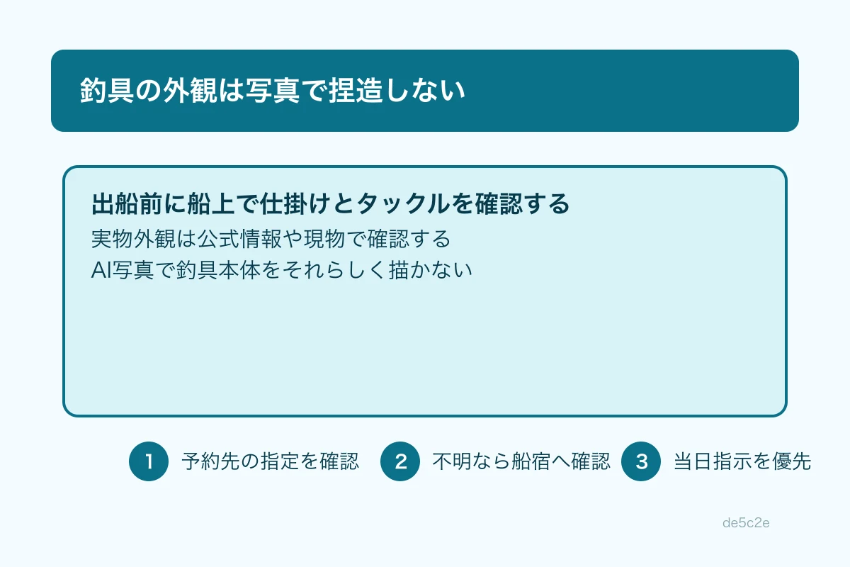 アマダイ船の出船準備をする釣り人。片天秤仕掛けの竿が並ぶ、朝の落ち着いた雰囲気の写真