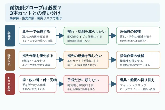 耐切創フィッシンググローブは必要?3本カットとの違いと選び方