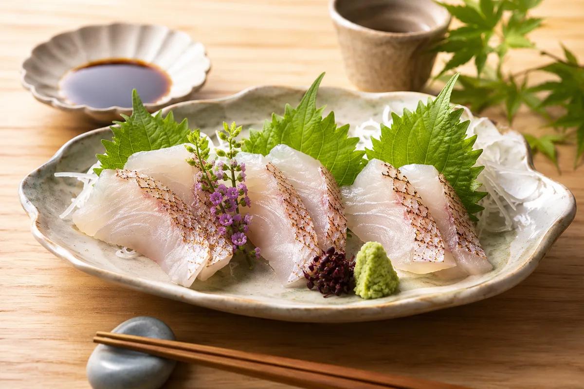 釣りたてのイサキ刺身盛り合わせ