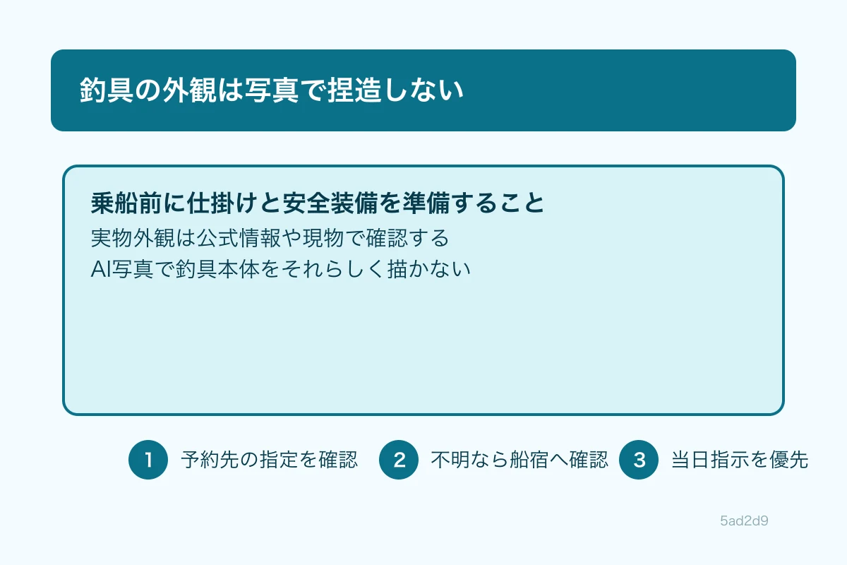 房総のマリーナ、朝の出船準備をする乗合船のデッキ。複数の釣り人がコマセカゴ付きの仕掛けを準備している明るい写真